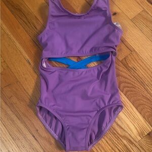 Purple Kids Dance Leo with Blue Accent